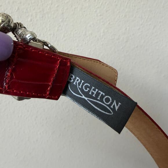 Brighton Red Leather Embossed Silver Buckle Belt main image 6